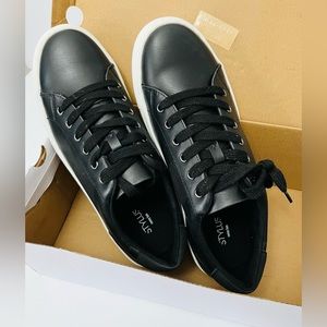 New Stylus Swell Men Faux Leather Black Sneaker Shoe Memory Foam Men Size 9.5